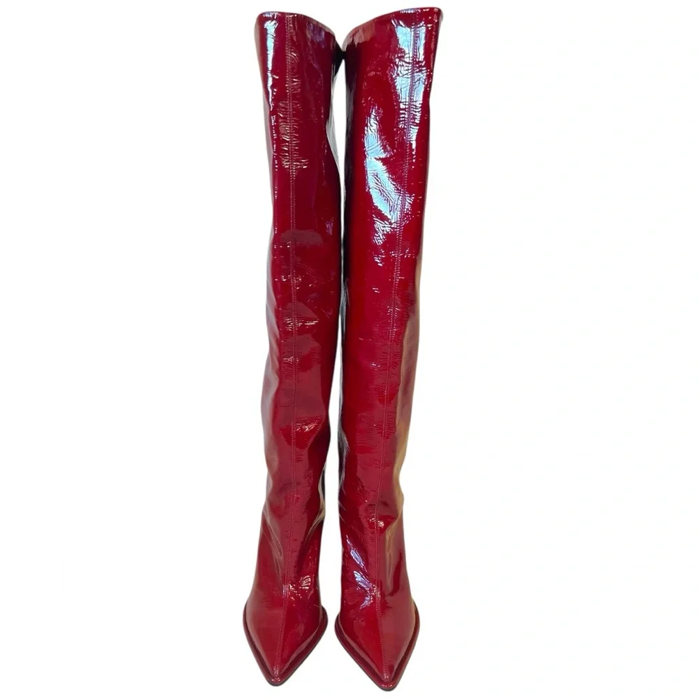 Tamara Mellon Trinity Patent Red Knee High Boots